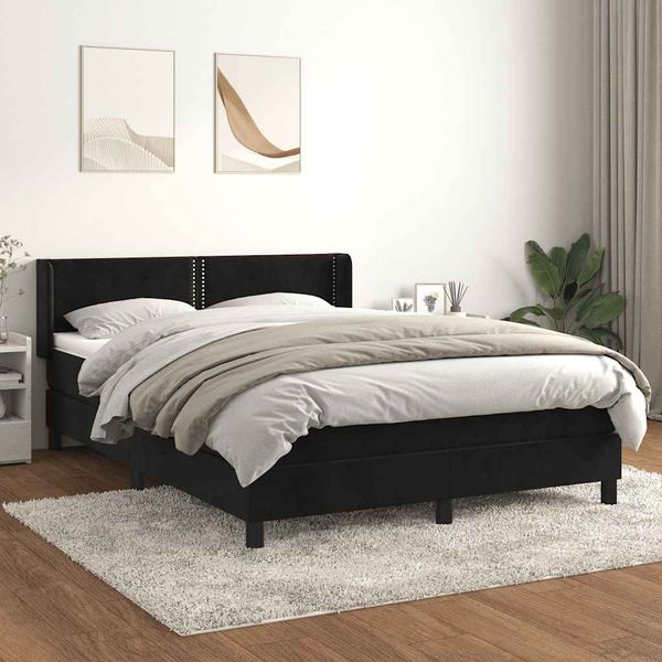 vidaXL Posteľný rám boxspring s matracom čierny 140x200 cm zamat