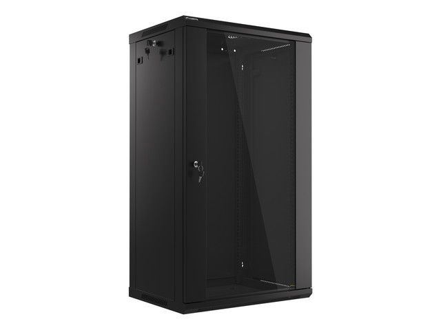 LANBERG 19'' RACKOVÁ SKRIŇA PRO MONTÁŽ NA STENU 22U/600X450 (FLAT PACK) S PROSKLENÝMI DVERMI ČIERNA V2