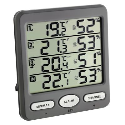 30.3054.10 TFA KLIMA-MONITOR FUNK bezdrôtový teplomer s vlhkomerom s 3 čidlami