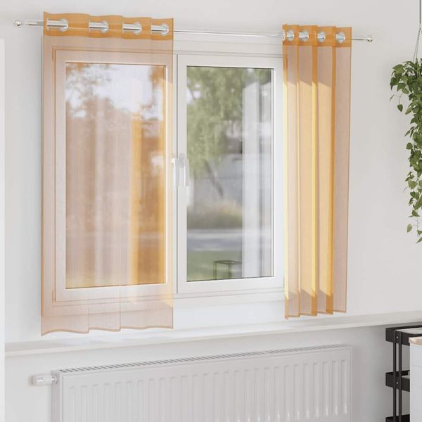 vidaXL voálové závesy s priechodkami 2 ks oranžové 140x140 cm