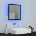 vidaXL Kúpeľňové zrkadlo s LED, lesklé čierne 40x8,5x37cm, akryl