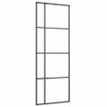 vidaXL Posuvné dvere s kovaním čierne 76x205 cm ESG sklo