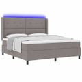 vidaXL LED box s pružinami Sivohnedá 180 x 200 cm látka