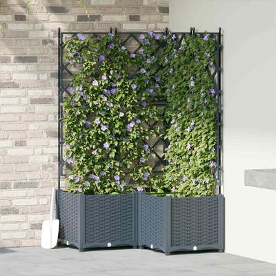 vidaXL Záhradný kvetináč 3 pcs Svetlo šedá 80 x 80 x 143 cm Plast