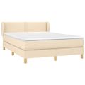 vidaXL Boxspring posteľ s matracom krémový 140x190 cm látka