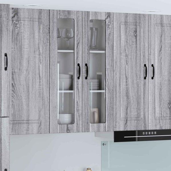vidaXL Nástenný sklenený kabinet LUCCA Sivá sonoma 60 x 31 x 100 cm