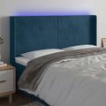 vidaXL Čelo postele s LED tmavomodré 183x16x118/128 cm zamat