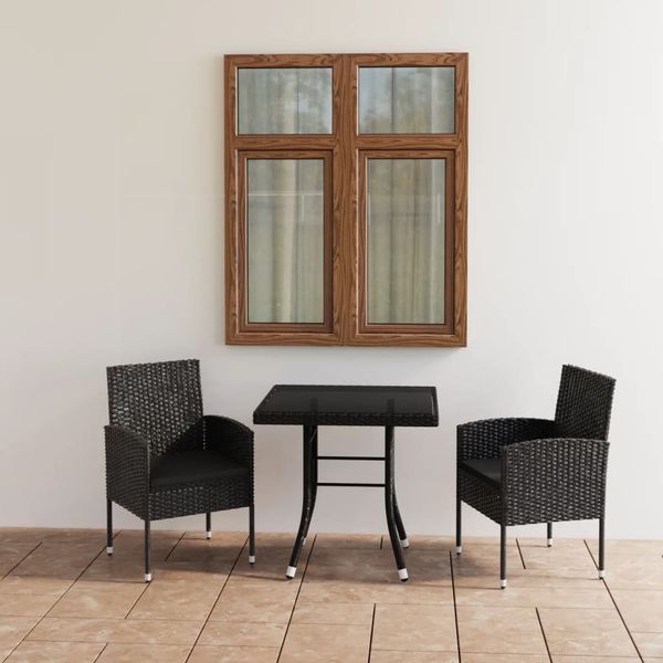 vidaXL 3-dielna záhradná jedálenská súprava čierna polyratan