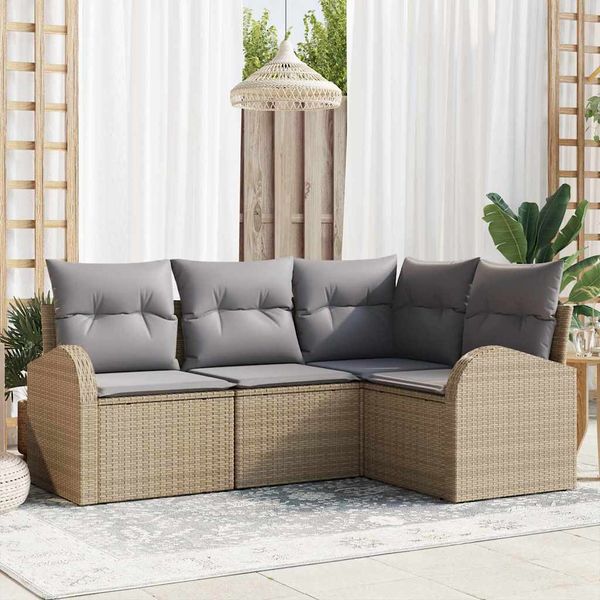 vidaXL Súprava záhradných pohoviek 4 pcs Beige a svetlo šedá polyratan