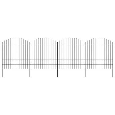 vidaXL Záhradný plot s vrchnou časťou z ocele 671x200 cm čierny