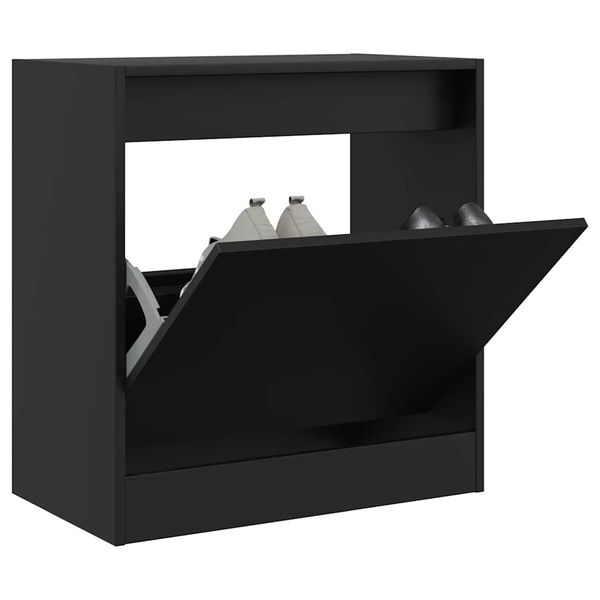 vidaXL Botník čierny 60x34x63,5 cm kompozitné drevo