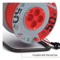 Predlžovací kábel EMOS P19450 na bubne 50 m / 4 zásuvky / červený / PVC / 230 V / 1,5 mm²