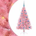 vidaXL Umelý predsvietený vianočný stromček Ružová 150 cm PVC