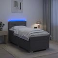 vidaXL Posteľ s boxspringom a matracom a LED Tmavosivá 80 x 200 cm
