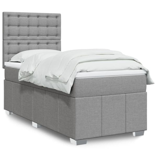 vidaXL Posteľný rám boxsping s matracom bledosivý 80x200 cm látka