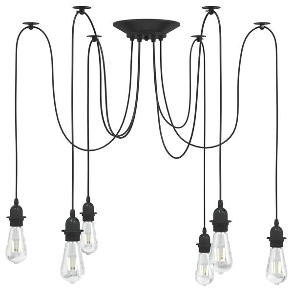 vidaXL Závesná lampa s 6 objímkami E27 čierny kov