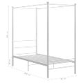 vidaXL Posteľný rám s baldachýnom biely kovový 90x200 cm