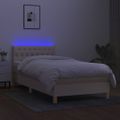 vidaXL Posteľ boxsping s matracom a LED krémová 90x190 cm látka