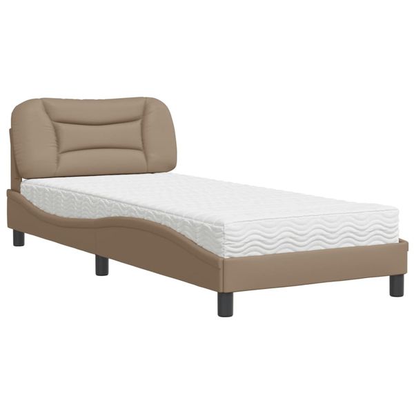 vidaXL Posteľ s matracom Hvar kapučínová 80x200 cm umelá koža