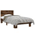 vidaXL Posteľný rám dymový dub 90x190 cm kompozitné drevo a kov