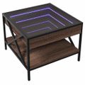 vidaXL Konferenčný stolík s nekonečnými LED hnedý dub 50x50x38 cm