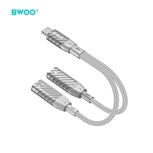 BWOO BZ68 2 v 1 adaptér USB C - 2 x USB C porty sivý