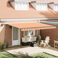 vidaXL Sklopná markíza Žltá a oranžová 450 × 300 cm Tkanina a hliník