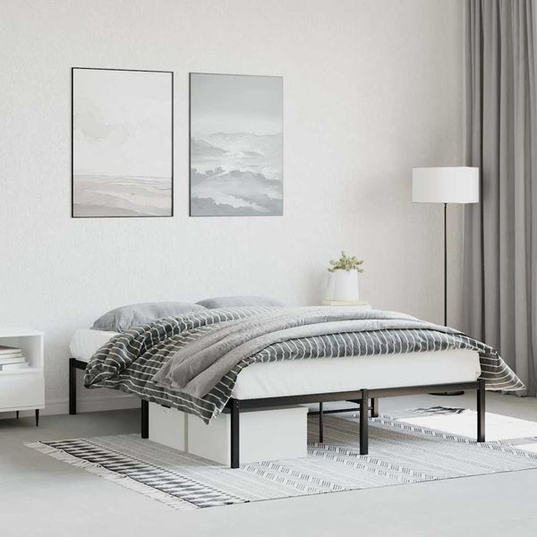 vidaXL Kovový rám postele čierny 135x190 cm