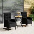 vidaXL 3-dielny záhradný bistro set čierny polyratan a akáciové drevo