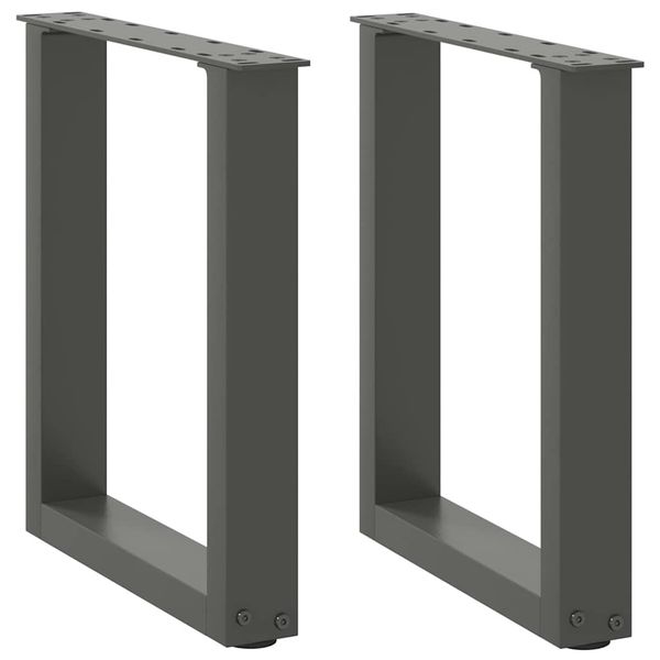 vidaXL Nohy konferenčného stolíka v tvare U, 2 ks, antracitové, 38 x (42-43) cm, oceľ