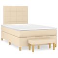 vidaXL Boxspring posteľ s matracom krémový 120x200 cm látka