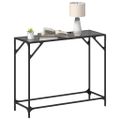 vidaXL Konzolový stolík s čiernou sklenenou doskou 98x35x81 cm oceľ