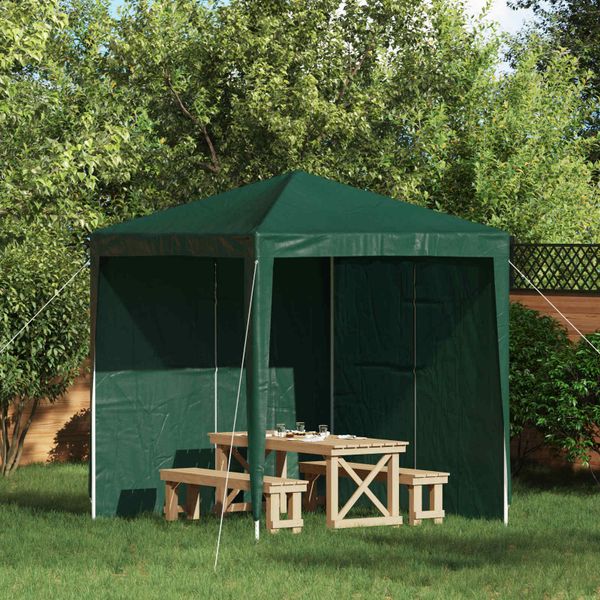 vidaXL Bočná stena párty stanu 2 pcs Zelená 200 x 195 cm PE a oceľ