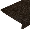 vidaXL Schodové rohože, samolepiace, 15 ks, 65x21x4 cm, tmavohnedé, s obdĺžnikovým okrajom