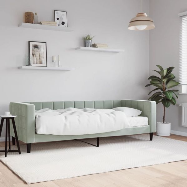 vidaXL Denná posteľ s matracom svetlosivá 80x200 cm zamat