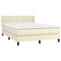 vidaXL Boxspring posteľ s matracom krémová 140x190 cm umelá koža