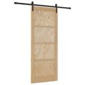 vidaXL Posuvné dvere 86 x 211 cm Borovicový masív Prírodná a čierna