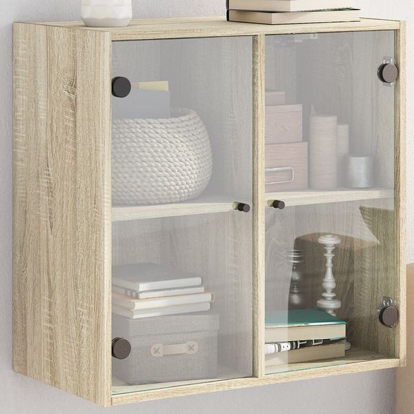 vidaXL Bočná skrinka so sklenenými dvierkami dub sonoma 68x37x68,5 cm
