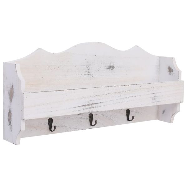 vidaXL Nástenný vešiak biely 50x10x23 cm drevený