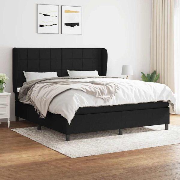 vidaXL Posteľný rám boxspring s matracom čierny 180x200 cm látka