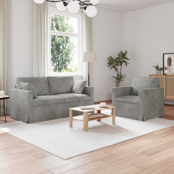 vidaXL Sada pohoviek 2 pcs Svetlosivá 158 x 78 x 80 cm Zamat