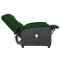 vidaXL Masážne kreslo, tmavozelené, umelá koža a látka