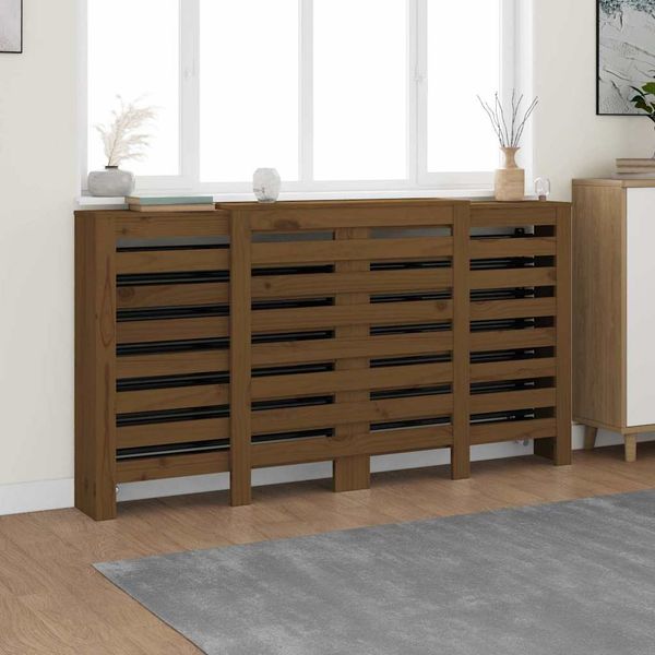 vidaXL Kryt na radiátor medový 210x21x85 cm masívna borovica