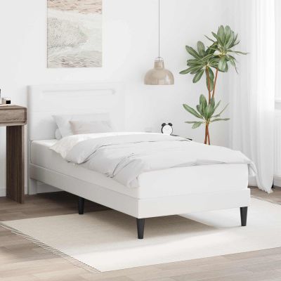 vidaXL Rám postele s LED pásikmi Biela 90 x 190 cm Umelá koža