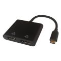 DELTACO Adaptér USB Type C/2x DP, čierny