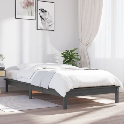 vidaXL Posteľný rám sivý 90x190 cm borovicový masív jednolôžko