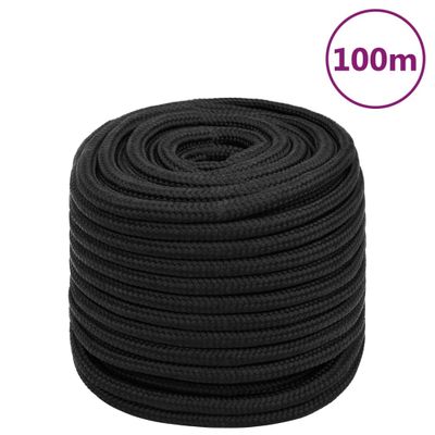 vidaXL Lodné lano čierne 18 mm 100 m polypropylén