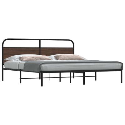vidaXL Kovový posteľný rám bez matraca hnedý dub 200x200 cm