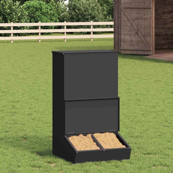 vidaXL Feeder pre prasatá Čierna 55 x 51 x 91,5 cm Studenokoľajná oceľ