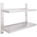 vidaXL Nástenný regál s 2 policami nehrdzavejúca oceľ 100x30 cm